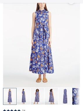Draper James Blue Floral Tie-Waist Maxi Dress